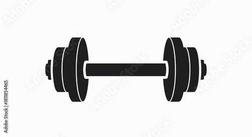 Black and white dumbbell illustration, perfect for fitness, exercise, and weightlifting concepts.