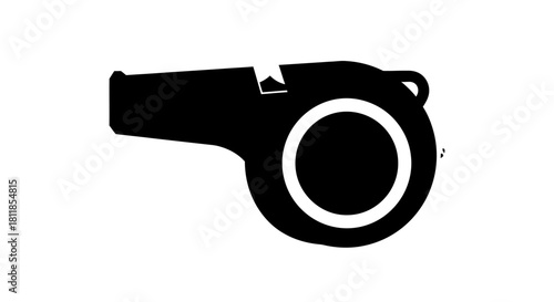 Black and white illustration of a whistle, used by referees and coaches in sports.