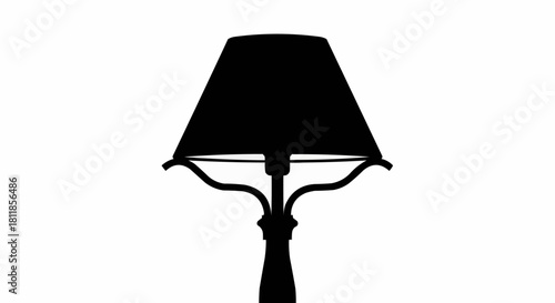 Silhouette of a classic table lamp with a lampshade.