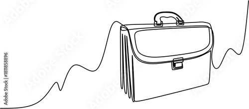 Continuous line drawing. Leather Briefcase. Vector illustration.