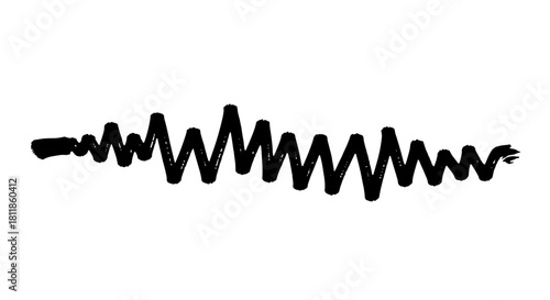 Abstract Brushstroke Line Art, Representing Sound Wave, Audio Signal, or Heartbeat Rhythm, Isolated on White for Medical Presentation, Technology, Design, and Creative Projects, Modern Graphic Element