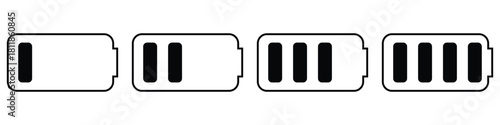 Battery Charge Level Icon Set – Linear Power Indicator, Energy Status Symbols and Mobile UI Elements