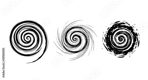 Dynamic Vortex Spirals Set: Flowing Abstract Swirls for Modern Design Projects, Decorative Backgrounds, Presentation Elements, Energy Concepts, Creative Marketing & Technology Visualization (Black, Or