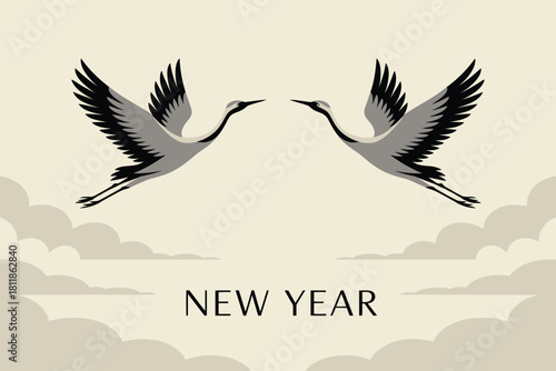 New Year Bird Transformation Illustration