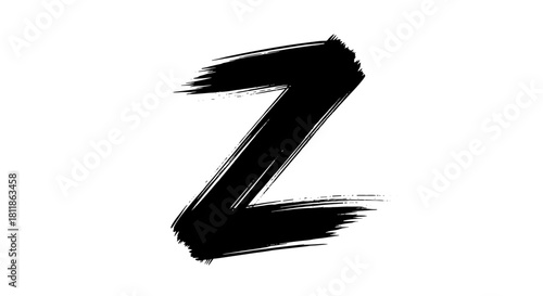 Expressive Letter Z Painted with Bold Brushstrokes on White Backdrop Depicting Creativity, Individuality, Branding for Modern Marketing, Logo Design, Presentations, Website Graphics, Artistic Poster P