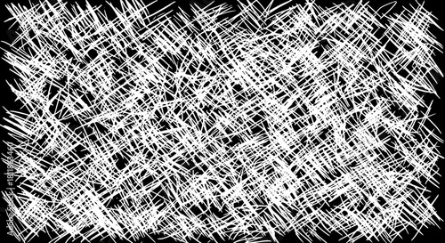 Abstract White Scribble Texture on Black Background: Chaotic Hand-Drawn Lines Creating a Dynamic, High-Contrast Pattern for Creative Projects, Design Overlays, Grunge Effects, Modern Art, Backdrops an