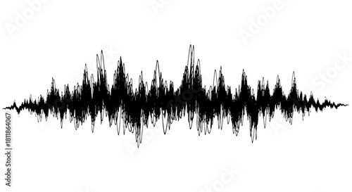 Dynamic Chaotic Data Streams Visualization, Abstract Audio Waveform Representation on White Background, Technology Concept for Digital Analysis, Communication, Presentation Backdrop, Innovation, Futur