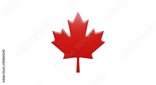 Red 3D Maple Leaf on Black Background red leaf canada