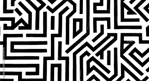 Abstract Maze Pattern Design Creating an Enigmatic Textured Background for Creative Projects, Perfect for Modern Presentations and Decorative Artwork, Graphic Design, Interior Design, Hand-Drawn Inspi
