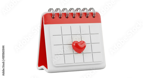 Red Heart on Calendar Page with Wire Binding whisk