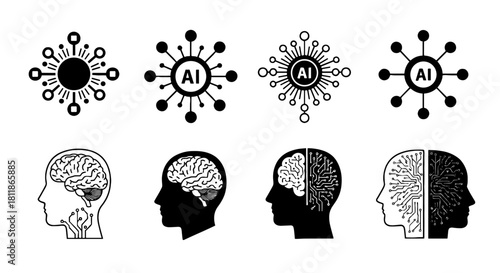 Artificial Intelligence Conceptualization: Illustrating Neural Networks & Brain-Computer Interfaces for Advanced Technology Solutions, Machine Learning Development, Modern Innovation in Science & Tech