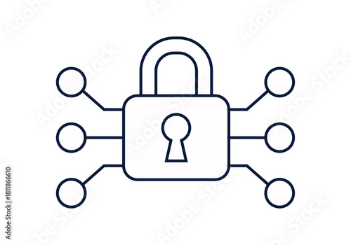 Icono de candado con nodos de circuito para ciberseguridad y protección de datos digitales