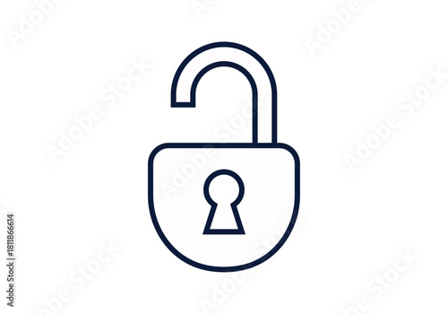 Icono de candado abierto representando acceso libre o seguridad desbloqueada