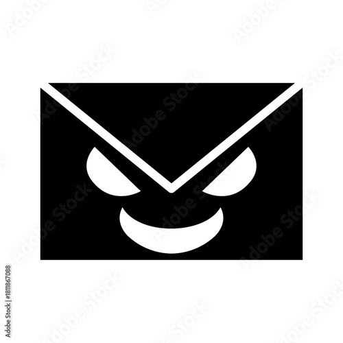 Malicious Email Icon in Black – Vector Transparent Background