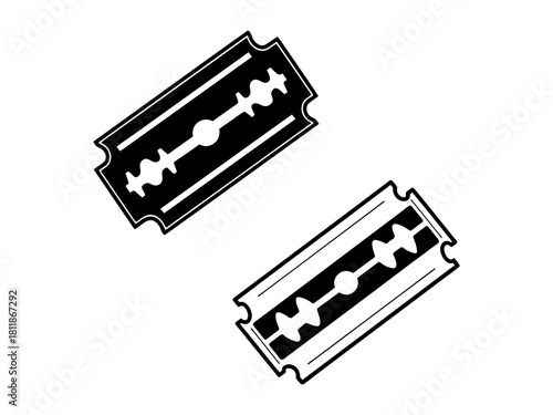 Black silhouette of a double edged razor blade