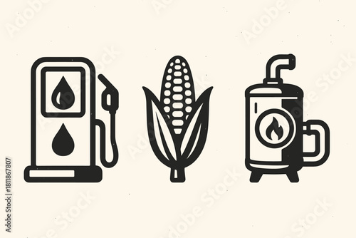 Biofuel Energy Icons Set