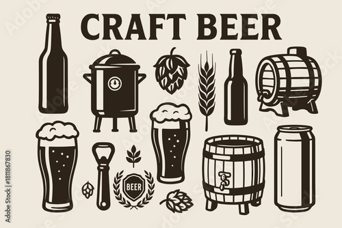Craft Beer Brewing Icons Set