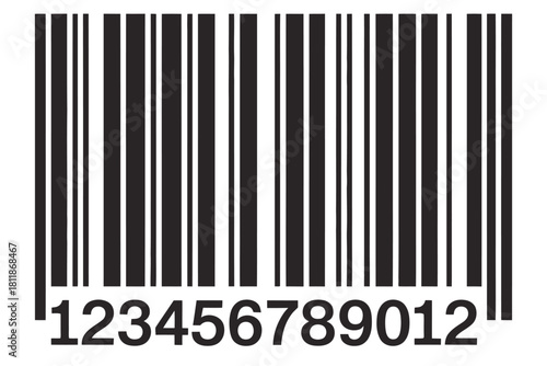 Barcode product identification vector illustration with clean black bars and numbers, ideal for retail scanning interfaces, store price stickers, and modern sale concept visuals.