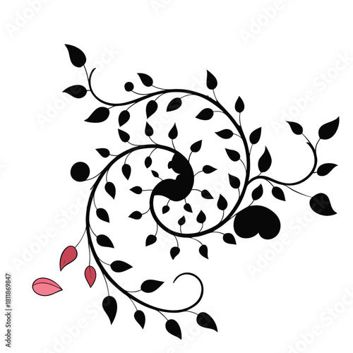 Levitating mandala of rose petals with spiral design