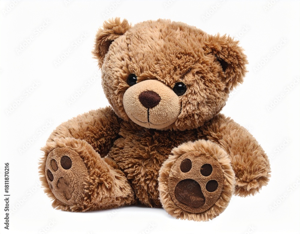 Obraz premium Cute Brown Teddy Bear with Stitched Details isolated on white background 