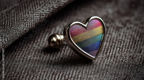 LGBTQ pride rainbow heart pin representing workplace equality inclusion human rights and allyship