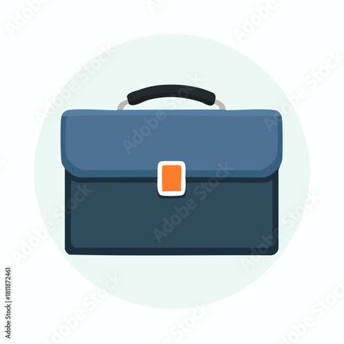 Flat illustration of a stylish blue briefcase, perfect for business and professional use