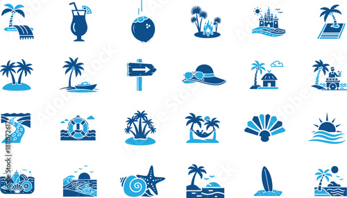 Tropical Beach Holiday Vector Icon