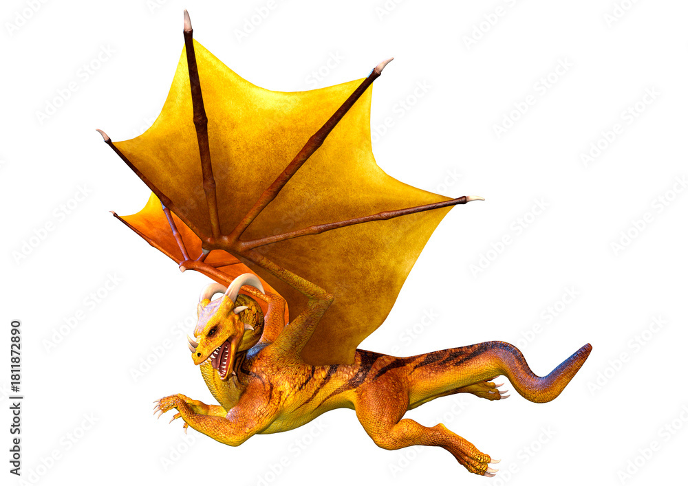 Fototapeta premium 3D Rendering Fairy Tale Dragon on White