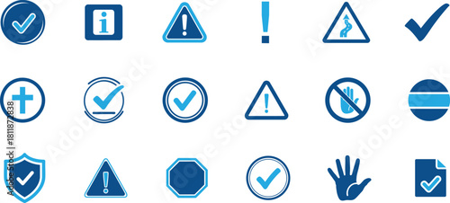 Approval and Warning Safety Signs Icon