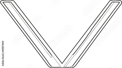 Abstract V shape vector line art illustration. Modern geometric design element, downward pointing chevron symbol on white background.