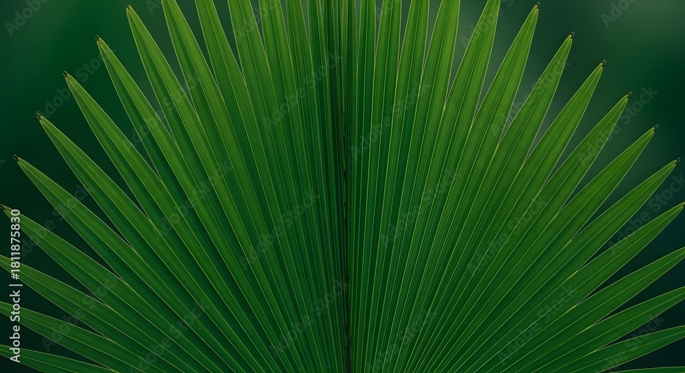 Fototapeta premium Radiant Green Fan Palm Leaf A Symphony of Nature's Geometry