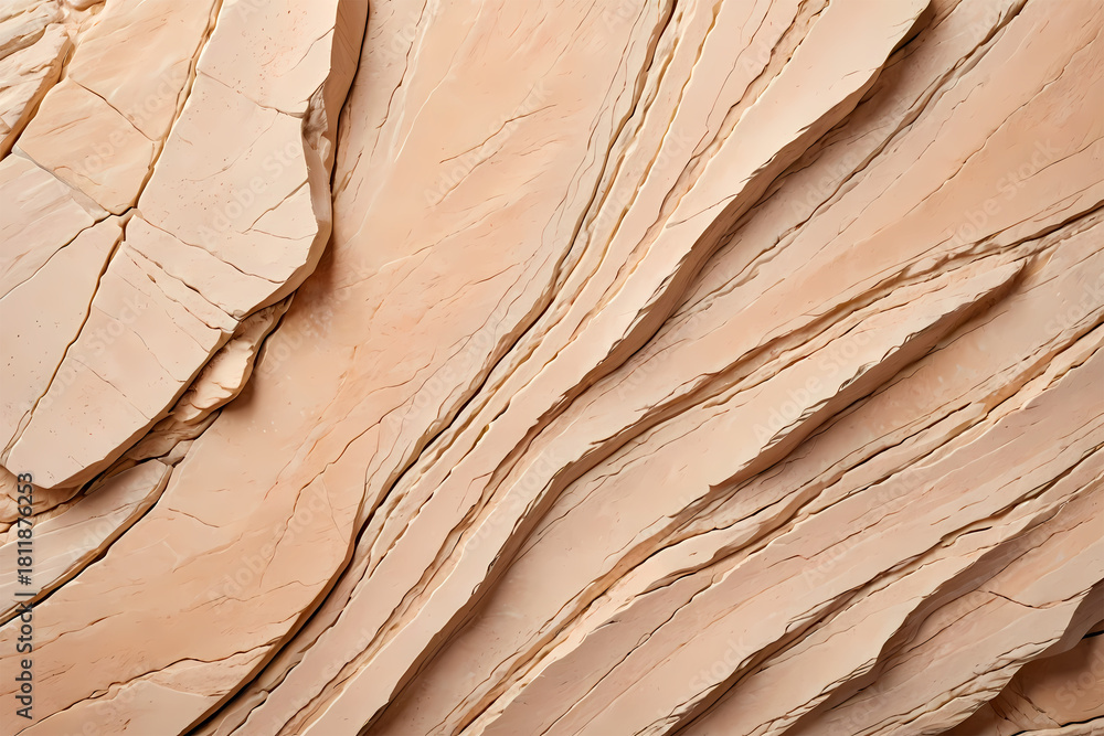 Fototapeta premium Smooth Peach Rock Layers With Deep Creases And Natural Texture For Backgrounds And Design