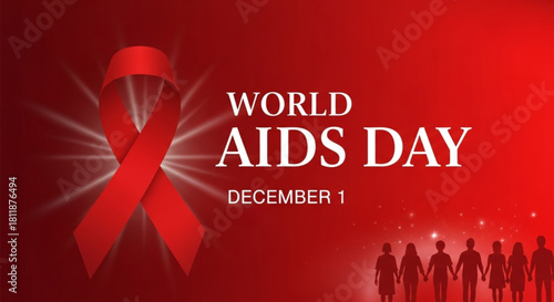World aids day december 1 red ribbon awareness graphic design