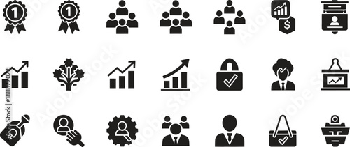 Business and Management Vector Icons Set for Finance and Strategy