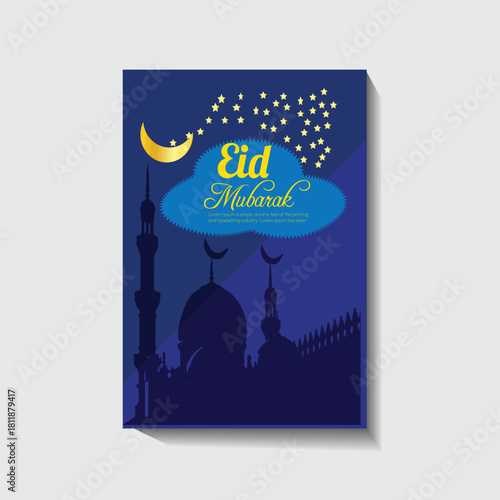 Gradient eid al-fitr poster flyer  template design