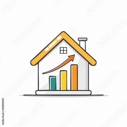 Real Estate Growth Chart Property Value Increase Illustration