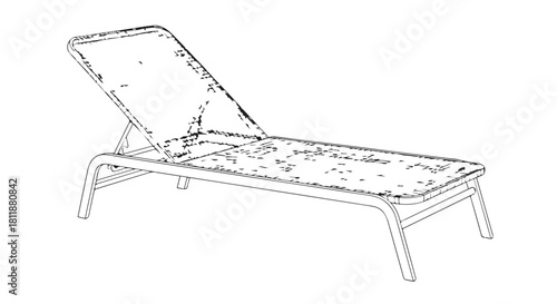 Minimalist outdoor lounge chair sketch, simple relaxation and leisure furniture.