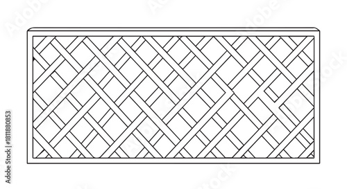 Intricate rectangular woven lattice panel with crisscross pattern and decorative texture.