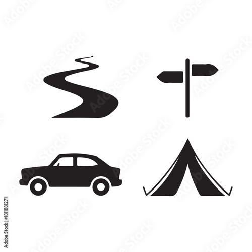 Travel compass symbol for outdoor exploration and route finding