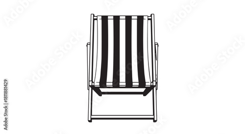 Casual striped beach chair with metal frame designed for outdoor lounging and relaxation.