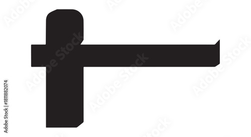 Minimalistic black abstract T-shaped symbol on white background.