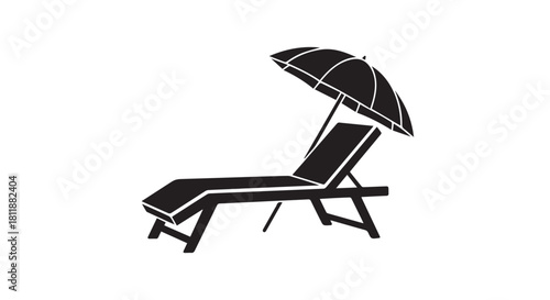Relaxing beach lounge with umbrella and sunlit sky, symbolizing carefree seaside vacation vibes.