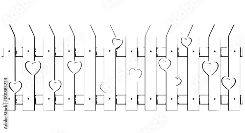 Abstract line pattern featuring heart-shaped and keyhole motifs in a repeating strip.