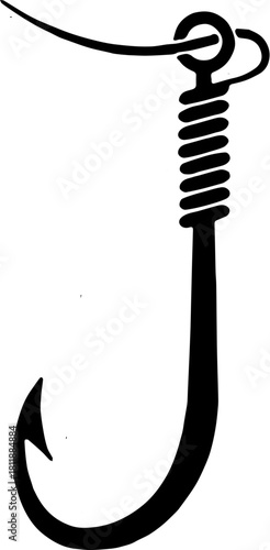 fishing hook,Fishing hook logo vector icon illustration design,Sharp fishing hook hanging on fishing line with transparent background