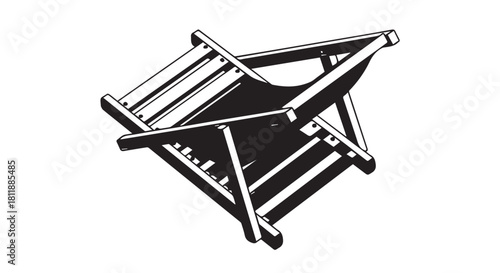 Classic foldable wooden deck chair set for outdoor relaxation and sunny leisure moments.