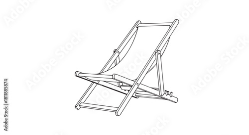 Sketch of a foldable beach chair designed for outdoor relaxation and leisure use.