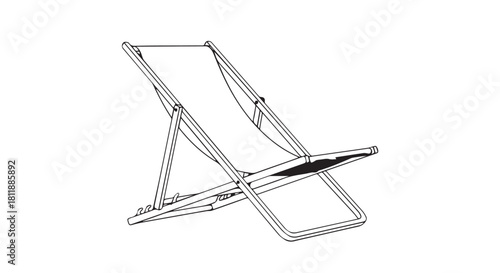Minimalist Line Art of a Foldable Deck Chair for Outdoor Relaxation.