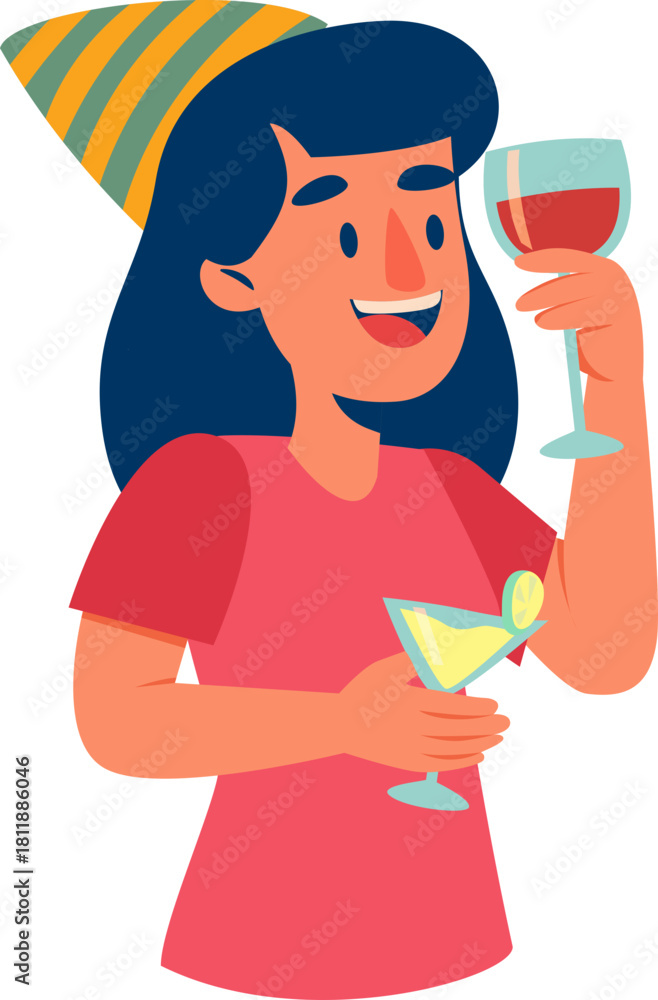 Fototapeta premium Woman Holding Fruit Punch for New Year's Party