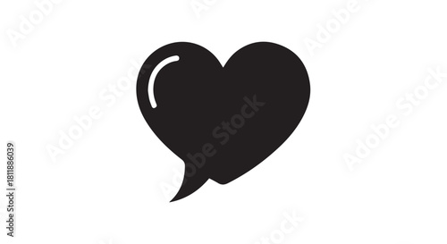 Two overlapping speech bubbles forming a heart shape graphic illustration.