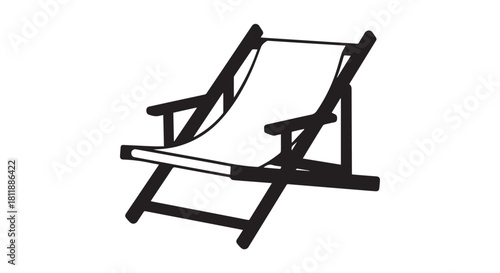 Silhouette of a folding deck chair ready for outdoor relaxation.